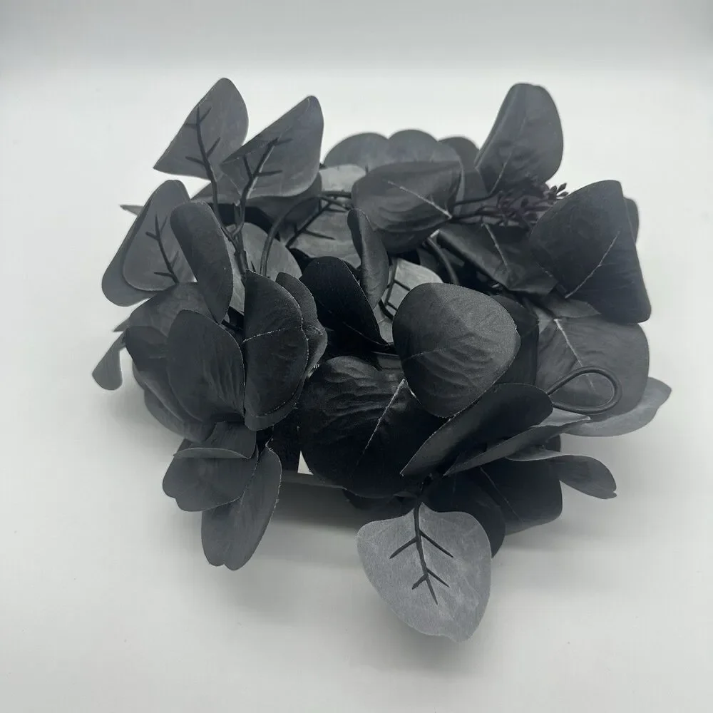 Ashland Halloween Black Eucalyptus Coiled Garland 5ft Faux Spooky Goth Decor